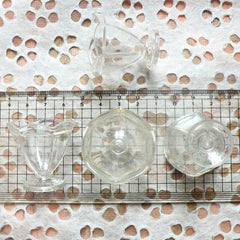 Miniature Dollhouse Ice Cream Parfait Cup / Sundae Cups (4pcs / 32mm x 33mm) + Polymer Clay Cane Lemon (25mm) Kawaii Sweets Jewellery MC01