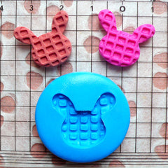Rabbit Bunny Waffle Mold 20mm Silicone Flexible Mold Decoden Mold Kawaii Miniature Sweets Fimo Polymer Clay Jewelry Cabochon Charms MD300