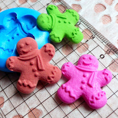 Kawaii Gingerbread Man Mold w/ Scraf 23mm Silicone Flexible Mold Kitsch Jewelry Sweets Cabochon Fimo Clay Mold Fondant Scrapbooking MD265
