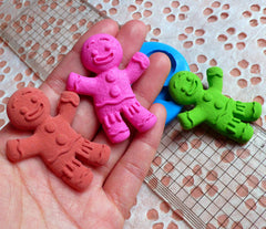 Gingerbread Man Mold 50mm Flexible Silicone Mold Cell Phone Deco Fondant Gum Paste Mold Cupcake Topper Kawaii Sweets Fimo Clay Resin MD272