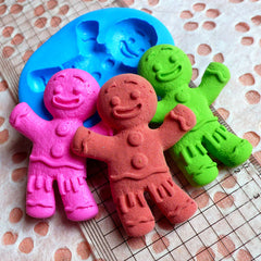 Gingerbread Man Mold 50mm Flexible Silicone Mold Cell Phone Deco Fondant Gum Paste Mold Cupcake Topper Kawaii Sweets Fimo Clay Resin MD272