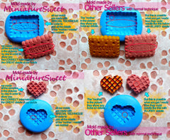 Kawaii Heart Waffle (16mm) Flexible Mold Silicone Mold - Miniature Food Sweets Cupcake Jewelry Charms (Clay Fimo Resin, Wax Fondant) MD299