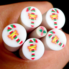 Christmas Candy Stick Polymer Clay Cane Fimo Cane (LARGE/BIG)  Scrapbooking Decoration BC31