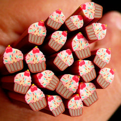 Cupcake Cane Cherry / Sprinkles Polymer Clay Cane Kawaii Cupcake Fimo Cane Miniature Sweets Dessert Cake Nail Art Deco Scrapbooking CSW002