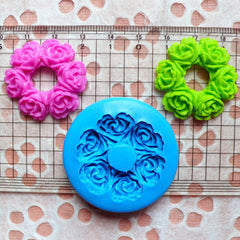 Flower Wreath Mold 30mm Flexible Silicone Mold Jewelry Brooch Cupcake Topper Fondant Mold Gum Paste Flower Cabochon Resin Polymer Clay MD601