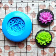 Lotus Cameo Mold Round Flower Cameo Mold 16mm Flexible Silicone Mold Jewelry Earrings Polymer Clay Fondant Gumpaste Cupcake Topper MD605