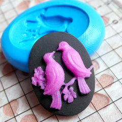Bird Cameo Mold 25mm Silicone Mold Flexible Mold DIY Jewelry Brooch Fimo Polymer Clay Animal Cabochon Resin Wax Fondant Gumpaste Mold MD635