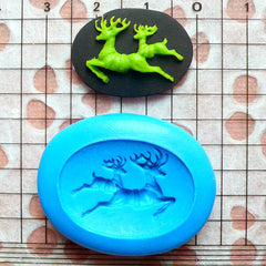 Reindeer Cameo Mold 25mm Silicone Flexible Mold DIY Jewelry Brooch Mold Fimo Polymer Clay Animal Cabochon Christmas Fondant Gumpaste MD634