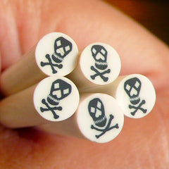 CLEARANCE Halloween Fimo Cane Black and White Skeleton / Skull Polymer Clay Cane with Crossbones Nail Art Deco Nail Decoration Scrapbooking CE015