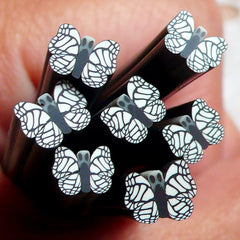 Black and White Butterfly Polymer Clay Cane Fimo Cane Nail Art Deco Nail Decoration Scrapbooking CBT2
