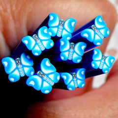 Kawaii Fimo Cane Dark Blue Butterfly Polymer Clay Cane Nail Art Deco Nail Decoration Scrapbooking CBT30