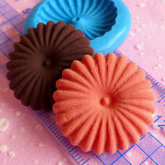 Cookie Mold Round Biscuit Silicone Flexible Mold 28mm Kawaii Miniature Sweets Fimo Polymer Clay Kitsch Jewelry Cabochon Charms Resin MD187