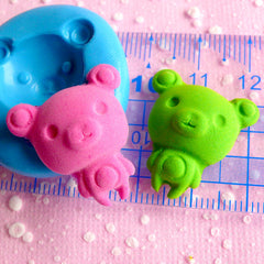 Kawaii Bear Mold 24mm Flexible Silicone Mold Kawaii Cellphone Sweets Deco Cupcake Topper Fondant Gumpaste Polymer Clay Resin Push Mold MD792