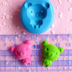 Kawaii Bear Mold 24mm Flexible Silicone Mold Kawaii Cellphone Sweets Deco Cupcake Topper Fondant Gumpaste Polymer Clay Resin Push Mold MD792