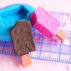 Ice Cream Bar Popsicle Mold w/ Chocolate Chip 22mm Flexible Silicone Mold Kawaii Miniature Sweets Cellphone Deco Kitsch Jewelry MD289