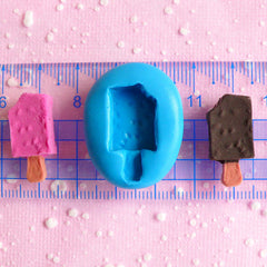 Ice Cream Bar Popsicle Mold w/ Chocolate Chip 22mm Flexible Silicone Mold Kawaii Miniature Sweets Cellphone Deco Kitsch Jewelry MD289