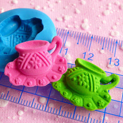 Tea Cup Mold Flexible Silicone Mold 22mm Dollhouse Miniature Kawaii Deco Fimo Polymer Clay Mold Scrapbooking Mold Gumpaste Wax Resin MD554