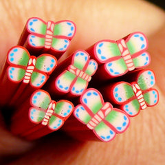 Butterfly Polymer Clay Cane Red Butterfly Fimo Cane Kawaii Nail Art Deco Nail Decoration Scrapbooking CBT10