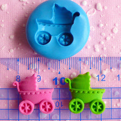 Baby Stroller Baby Carriage Baby Trolley Pram Flexible Silicone Mold 20mm Kawaii Baby Shower Mini Cupcake Topper Fimo Fondant Gumpaste MD546