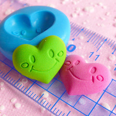 Smiley Heart Mold 18mm Flexible Silicone Mold Jewelry Bead Mold Fondant Gumpaste Mini Cupcake Topper Scrapbooking Mold Clay Push Mold MD516
