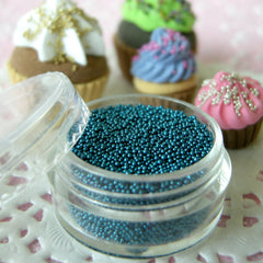 Fake Candy Sprinkles Faux Sugar Toppings Micro Beads Pearlised Dragees (Metallic Blue / 7g) Miniature Cupcake Toppings Caviar Manicure SPK10