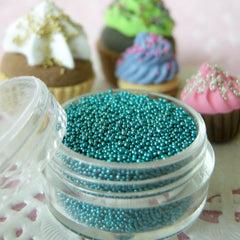 Micro Beads Fake Sugar Pearls Dollhouse Balls Dragees (Blue Green Teal / 7g) Miniature Donut Toppings Nail Decoration Glitter Roots SPK09