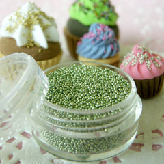Micro Beads Nail Art Fake Pearlised Sugar Sprinkles Faux Dragees Dollhouse Cupcake Topping (Light Green / 7g) Miniature Food Jewellery SPK16