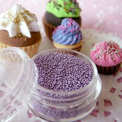 Miniature Cupcake Sprinkles Dollhouse Ice Cream Toppings Fake Balls Dragees Faux Sugar Pearls (Light Purple / 7g) Kawaii Sweets Craft SPK22