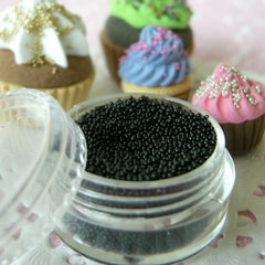 Dollhouse Caviar Beads Microbeads Nails Faux Sugar Sprinkles Micro Marbles Fake Cupcake Toppings (Black / 7g) Miniature Food Jewellery SPK20