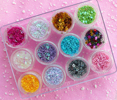 Confetti Sequin Mix Assorted Glitter Set (Heart Star Flower / 12 Designs by Random) Glitter Roots Nail Art Card Decoration Scrapbook SPK01