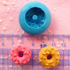 Donut Doughnut Mold w/ Sprinkles 20mm Silicone Flexible Miniature Sweets Mold Kawaii Cabochon Kitsch Jewelry Charm Polymer Clay Mold MD241