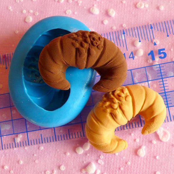 Croissant Mold Pastry Bread Mold 28mm Flexible Silicone Mold Decoden Kawaii Dollhouse Bakery Fimo Polymer Clay Mold Miniature Cabochon MD203