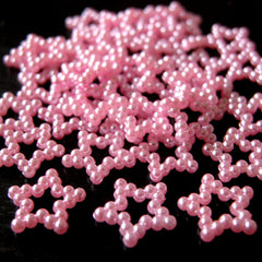 Faux Beaded Star Pearl Cabochons / Pearlized Star Ring Cabochon (PINK) (12mm) (around 30 pcs) PES21