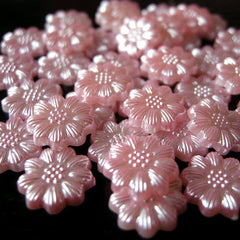 Faux Daisy Pearl Flower Cabochons / Pearlized Daisy Flower Cabochon in PINK (13mm) (around 20 pcs) PES52