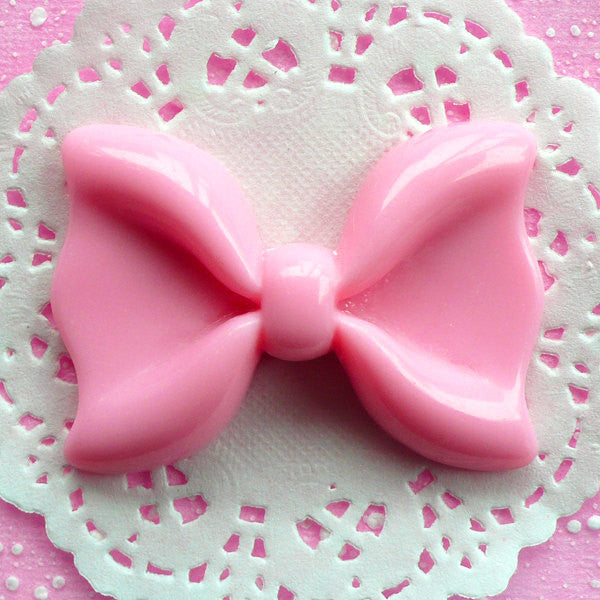 Light Pink Bow Cabochon Large Bow Tie Cabochon (60mm x 43mm / Flatback) Huge Kawaii Cabochon Supplies Cell Phone Decoden Lolita Decor CAB052