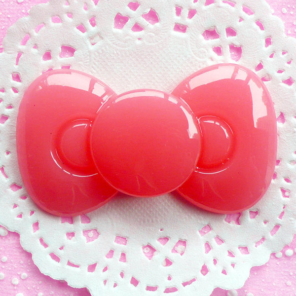 Decoden Bow Cabochon Kawaii Bow Tie Cabochon (65mm x 38mm / Milky Pink / Flat Back) Sweet Lolita Jewelry Making Phone Case Decoration CAB056