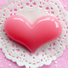 Puffy Heart Cabochon Large Decoden Cabochon (65mm x 44mm / Milky Pink / Flatback) Huge Big Cab Love Scrapbooking Valentines Day Decor CAB061