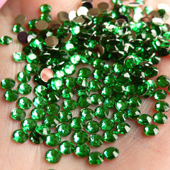 3mm Round Rhinestones | 14 Faceted Cut Resin Rhinestones (Peacock Green / Around 1000 pcs)