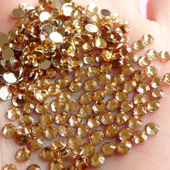 3mm Round Rhinestones | 14 Faceted Cut Resin Rhinestones (Champagne / Around 1000 pcs)