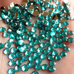 3mm Round Rhinestones | 14 Faceted Cut Resin Rhinestones (Teal Blue Green / Around 1000 pcs)