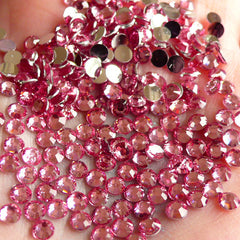 3mm Round Rhinestones | 14 Faceted Cut Resin Rhinestones (Light Pink / Around 1000 pcs)