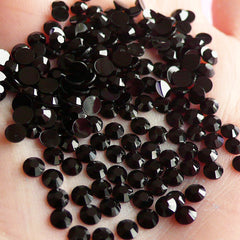 3mm Round Rhinestones | 14 Faceted Cut Resin Rhinestones (Black / Around 1000 pcs)