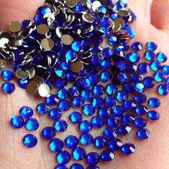 3mm Round Rhinestones | 14 Faceted Cut Resin Rhinestones (Dark Blue / Around 1000 pcs)