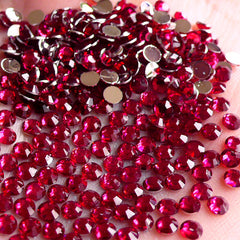 CLEARANCE 3mm Round Rhinestones | 14 Faceted Cut Resin Rhinestones (Dark Pink / Around 1000 pcs)