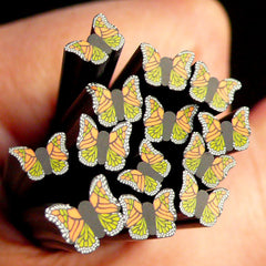 Colorful Butterfly Polymer Clay Cane Black Butterfly Fimo Cane w/ Orange and Green Pattern Nail Art Decoration CBT34