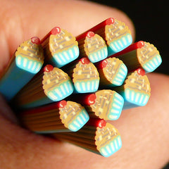 Cupcake Cane w/ Cherry Polymer Clay Cane Kawaii Cupcake Fimo Cane Miniature Sweets Dessert Cake Nail Art Deco Scrapbooking CSW001