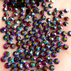3mm Round Resin Rhinestones | AB Jelly Candy Color Rhinestones in 14 Faceted Cut (AB Metallic Blue Purple / Around 1000 pcs)