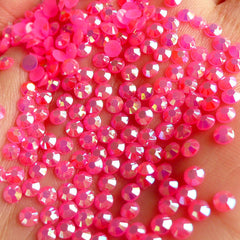 3mm Round Resin Rhinestones | AB Jelly Candy Color Rhinestones in 14 Faceted Cut (AB Pink / Around 1000 pcs)