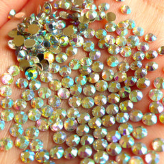 CLEARANCE 3mm Round Resin Rhinestones | 14 Faceted Cut Rhinestones (AB Clear / Around 1000 pcs)
