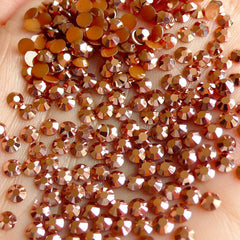 3mm Round Rhinestones | 14 Faceted Cut Resin Rhinestones (Brown Metal / Around 1000 pcs)